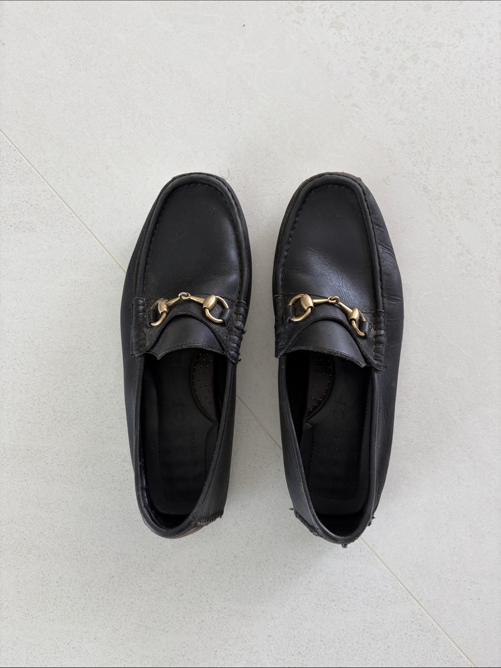 MENS GUCCI BLACK LEATHER DRIVING SHOES 10 - Picture 2 of 5